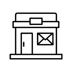 Poster - Post office building outline vector illustration for mail service and delivery concept design