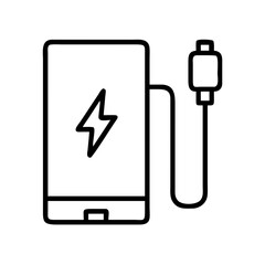Poster - Charging phone icon vector illustration mobile charger symbol smartphone electricity power supply connection cable 90