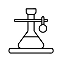 Poster - laboratory setup with flask and stand science equipment outline vector illustration icon design