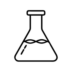 Poster - outline science lab erlenmeyer flask with liquid vector illustration for chemistry education use