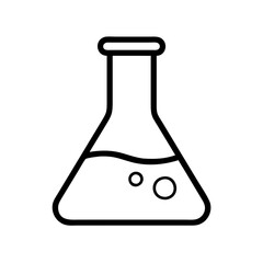 Poster - vector drawing of a science lab flask with liquid and bubbles for chemistry experiment icon