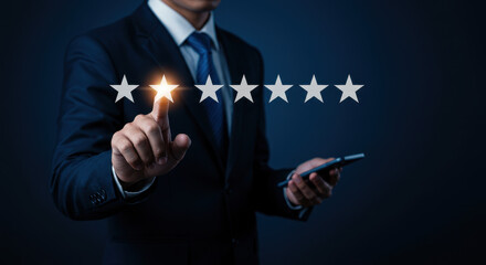 Wall Mural - rating stars: business excellence, customer satisfaction, and quality review - give us your feedback
