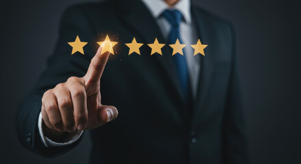 Wall Mural - five-star excellence: business hand rating, customer satisfaction, quality service, best performance