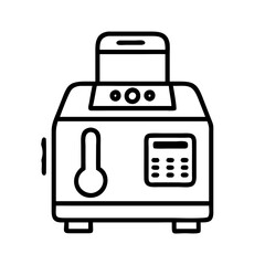 Poster - Stock vector line art illustration of a modern electric bread toaster appliance design element