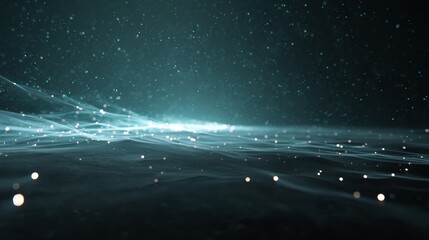 Aufkleber - This artwork features a floating holographic dashboard with 3D neural network visuals and glowing blue data streams on a dark background