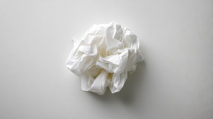 Poster - A close-up view captures a crumpled sheet of parchment baking paper on a white surface, showcasing its textured folds and curled edges that create subtle shadows