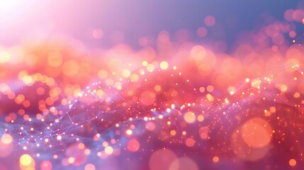 Poster - Abstract Bokeh Background of Pink and Orange Light with Glowing Particles and Soft Focus