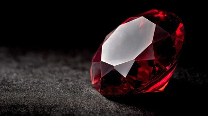 Aufkleber - A close-up view of a red gemstone showcases its sharp facets catching light