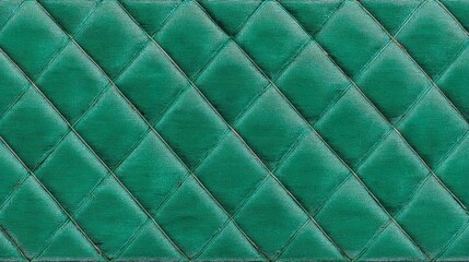 Poster - Emerald green chenille fabric features a diamond-quilting pattern, with fingertips lightly brushing the plush surface, highlighting its rich texture and depth