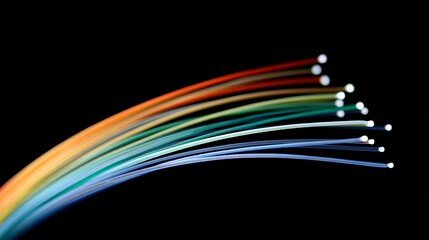 Poster - Dynamic light pulses advance toward a cutting-edge earpiece, illustrating the future of audio technology with clear space for additional messaging on the right