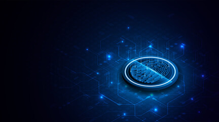 Leinwandbilder - Abstract technology circuit board background. Fingerprint scanning cybersecurity concept. modern technology innovation concept background	