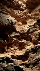 Poster - Close-up of brown rock texture, showing rugged and uneven surface, ideal for background or wallpaper, conveying a sense of natural landscape and earthy tones