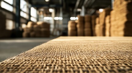Poster - Close-up of a handwoven rug revealing its detailed patterns and textures, with a rustic interior softly blurred in the background illuminated by natural light