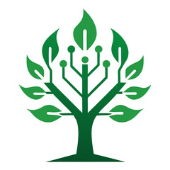 Poster - Eco Innovation: Tree-Tech Logo Icon on White Background