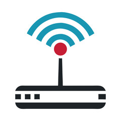 Poster - Seamless Connection: WiFi Signal and Router Icon on White Background