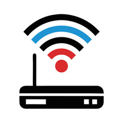Poster - Seamless Connection: WiFi Signal and Router Icon on White Background