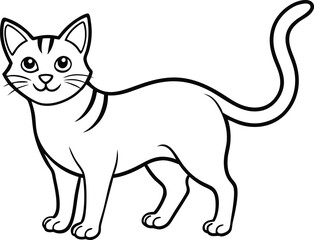  Illustration of a cartoon cat with distinct stripes and a curly tail