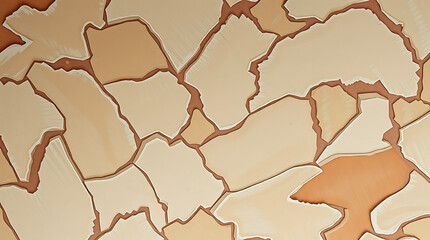 Poster - Unique abstract design featuring cracked beige patterns on a brown surface 