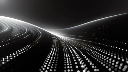 Poster - Abstract Digital Art Displaying Flowing Light Trails Over A Dark Background