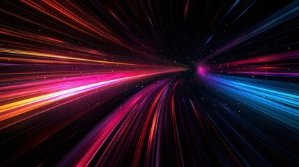 Poster - Abstract Digital Tunnel of Light with Colorful Lines and Dot Particles