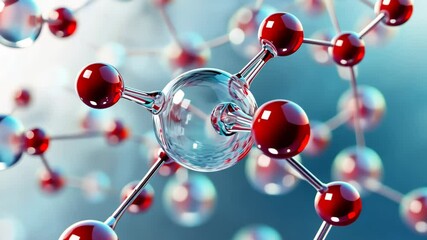 Poster - Exploring the intricate dance of molecules in a vibrant scientific landscape filled with red and clear elements Generative AI