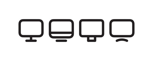 Fototapete - Minimalist computer monitor icon collection Vector