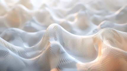 Poster - Abstract Digital Rendering of White Wavy Surface with Geometric Pattern in Soft Light
