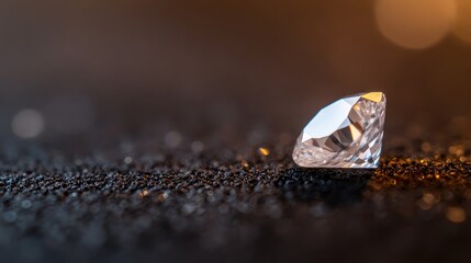 Poster - A stunning brilliant-cut diamond rests on matte black velvet, showcasing its clarity as it captures light, perfect for high-end luxury visuals and showcases