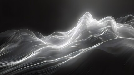 Poster - Abstract White Glowing Waves Against Black Background Illustrating Digital Technology