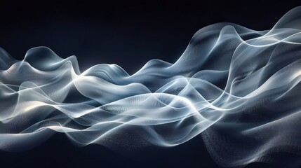 Poster - Abstract Blue Wave Formation On Dark Background Illustrating Motion And Light