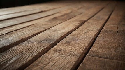 Poster - Dark rustic wood planks feature intricate grain patterns and textures illuminated from the side, offering a natural backdrop suitable for modern design elements