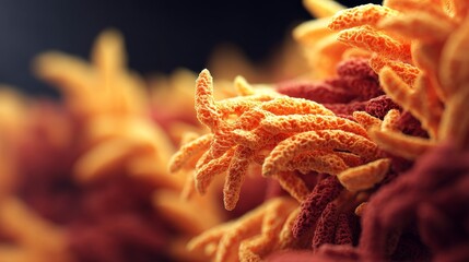 Poster - Microscopic Structures: Cellular Detail - Close-up view of intricate microscopic structures, showcasing complex textures and vibrant colors