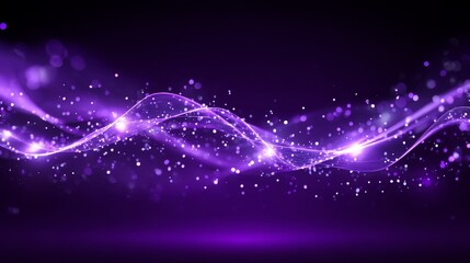 Poster - Purple Energy Wave Abstract Background - Abstract of a purple energy wave with sparkling particles, perfect for backgrounds or design elements