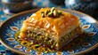© komori - Delicious Baklava pastry, traditional middle eastern sweet with pistachios