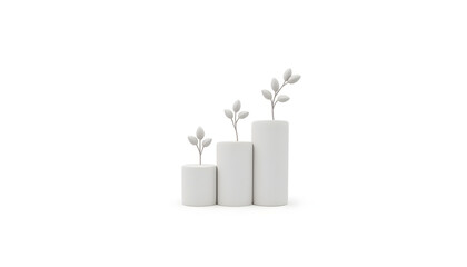Aufkleber - Three stages of plant growth depicted on white cylinders, a symbol of business success and progress.