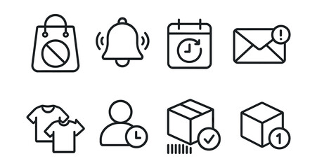 Poster - Set of icons for shopping, mail, and time