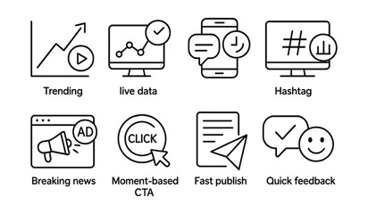 Poster - Set of icons for social media and news sites
