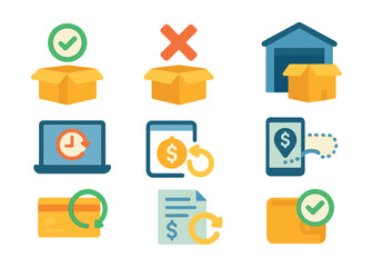 Poster - Set of icons for a shopping cart