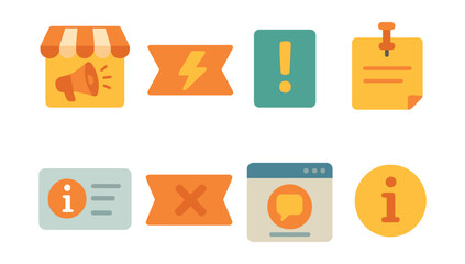 Poster - Set of icons with a yellow background