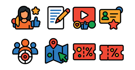 Poster - Set of icons for social media and shopping