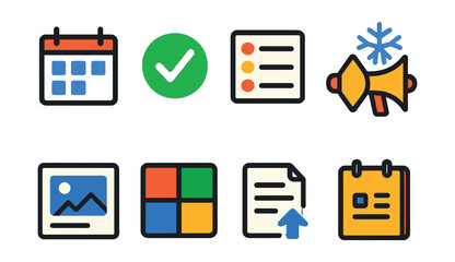 Poster - Set of icons for a calendar, to-do list, and other items