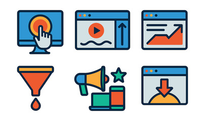 Poster - Series of icons for a computer screen