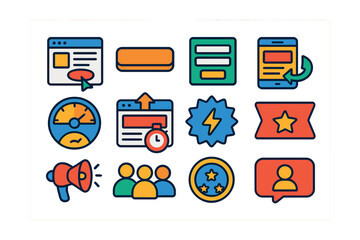 Leinwandbilder - Set of icons with a clock and a microphone
