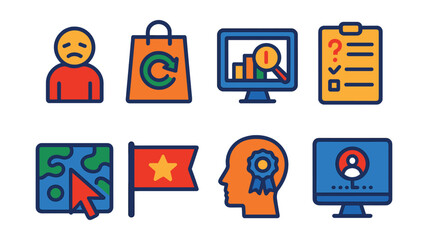 Poster - Set of icons for shopping, computer, and other things