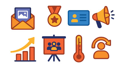 Poster - Set of icons with a picture of a person with a microphone