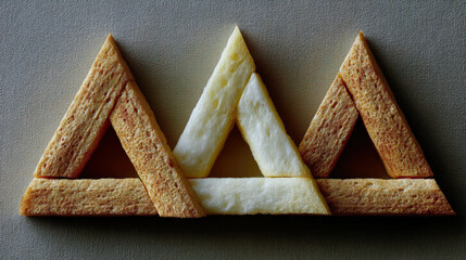 Poster - Three perfectly aligned fries create a geometric masterpiece on a beige surface with strong contrast
