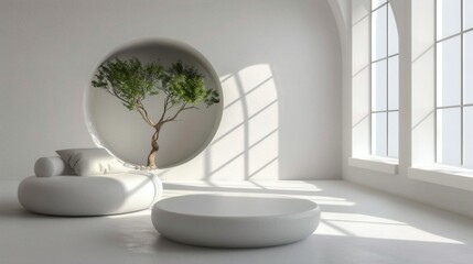 Wall Mural - Minimalist White Room Interior Design of excellence in splendor beyond compare with grace in style