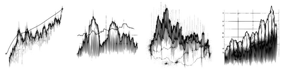 Poster - Trends in financial market data represented through various graphical representations over time