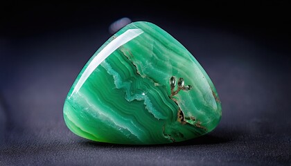 Poster - Captivating jade gemstone reflecting light in an elegant display on a dark background