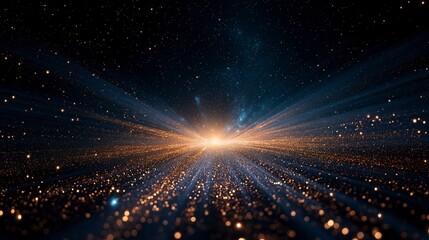 Wall Mural - Vibrant cosmic explosion sending rays of starlight through the galaxy at the break of dawn in a vast universe filled with wonders Generative AI